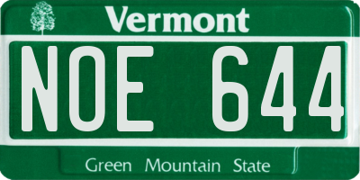 VT license plate NOE644
