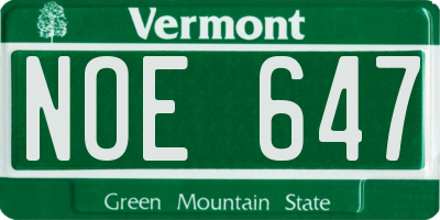 VT license plate NOE647