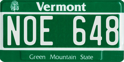 VT license plate NOE648