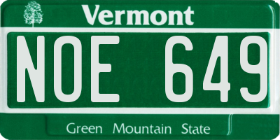 VT license plate NOE649