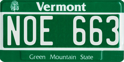VT license plate NOE663