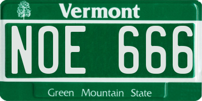 VT license plate NOE666