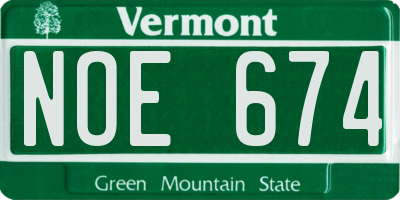 VT license plate NOE674