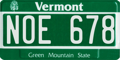 VT license plate NOE678