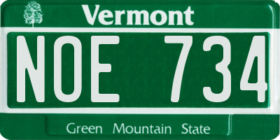 VT license plate NOE734
