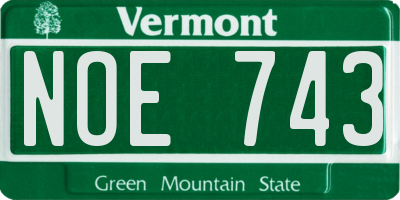 VT license plate NOE743