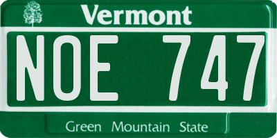 VT license plate NOE747