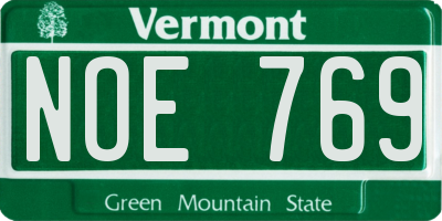VT license plate NOE769