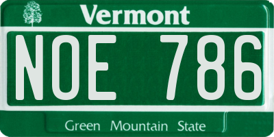 VT license plate NOE786