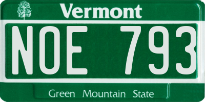 VT license plate NOE793