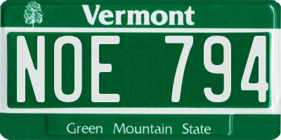 VT license plate NOE794