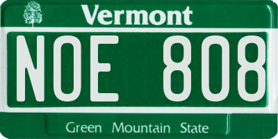 VT license plate NOE808