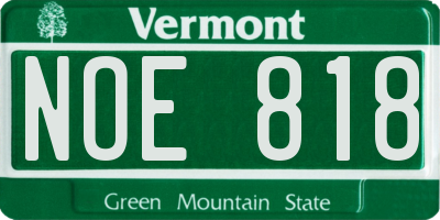 VT license plate NOE818