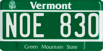 VT license plate NOE830