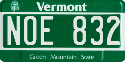 VT license plate NOE832