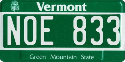 VT license plate NOE833