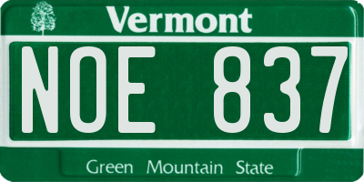 VT license plate NOE837