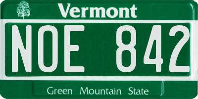 VT license plate NOE842