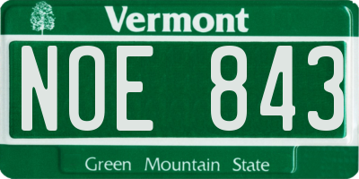 VT license plate NOE843