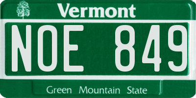 VT license plate NOE849
