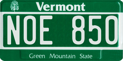 VT license plate NOE850