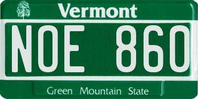 VT license plate NOE860