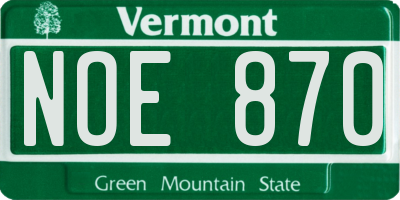VT license plate NOE870