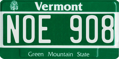 VT license plate NOE908