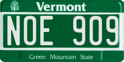 VT license plate NOE909