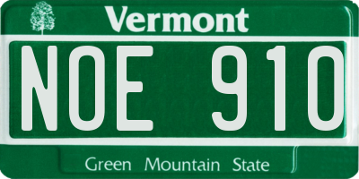 VT license plate NOE910