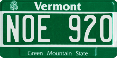 VT license plate NOE920