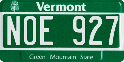 VT license plate NOE927
