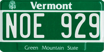 VT license plate NOE929