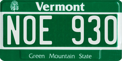 VT license plate NOE930