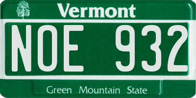 VT license plate NOE932
