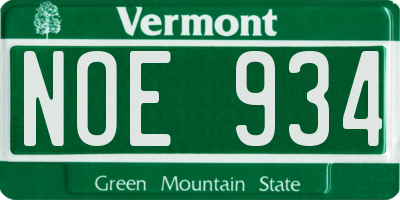 VT license plate NOE934