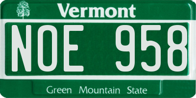 VT license plate NOE958