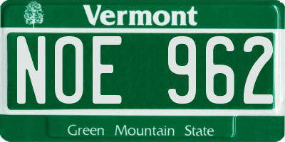VT license plate NOE962