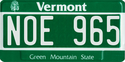 VT license plate NOE965