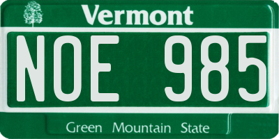 VT license plate NOE985