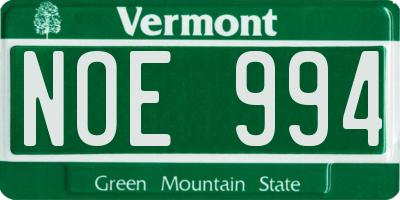 VT license plate NOE994
