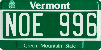VT license plate NOE996