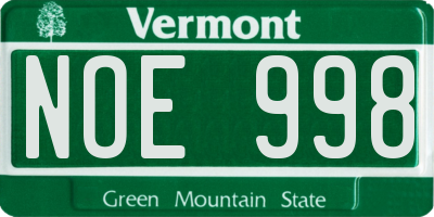 VT license plate NOE998