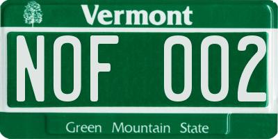 VT license plate NOF002