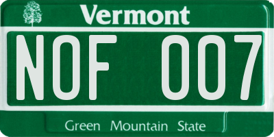 VT license plate NOF007