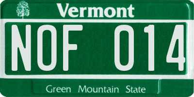 VT license plate NOF014