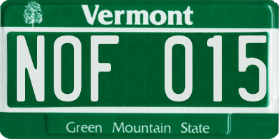VT license plate NOF015