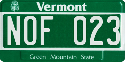 VT license plate NOF023