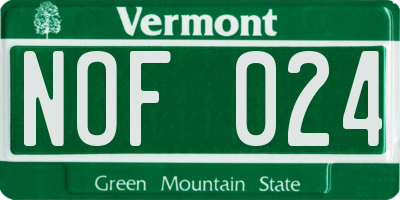 VT license plate NOF024