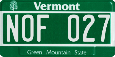 VT license plate NOF027